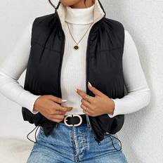 Women&#39;s Sleeveless Zip-Up Casual Warm Padded Coat,Winter Women Coat,Clashing Reversible Jacket,Winter Women Clothes,Black Coat - Black - L,M,S,XL,XS