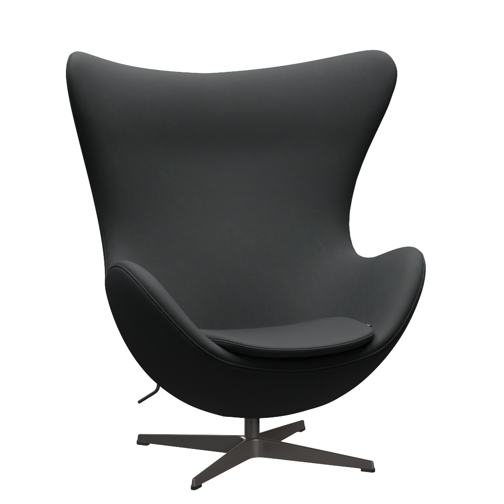 3316 Ægget loungestol, stel i warm graphite af Arne Jacobsen Haze læder - Anthracite - Jacobsen Plus