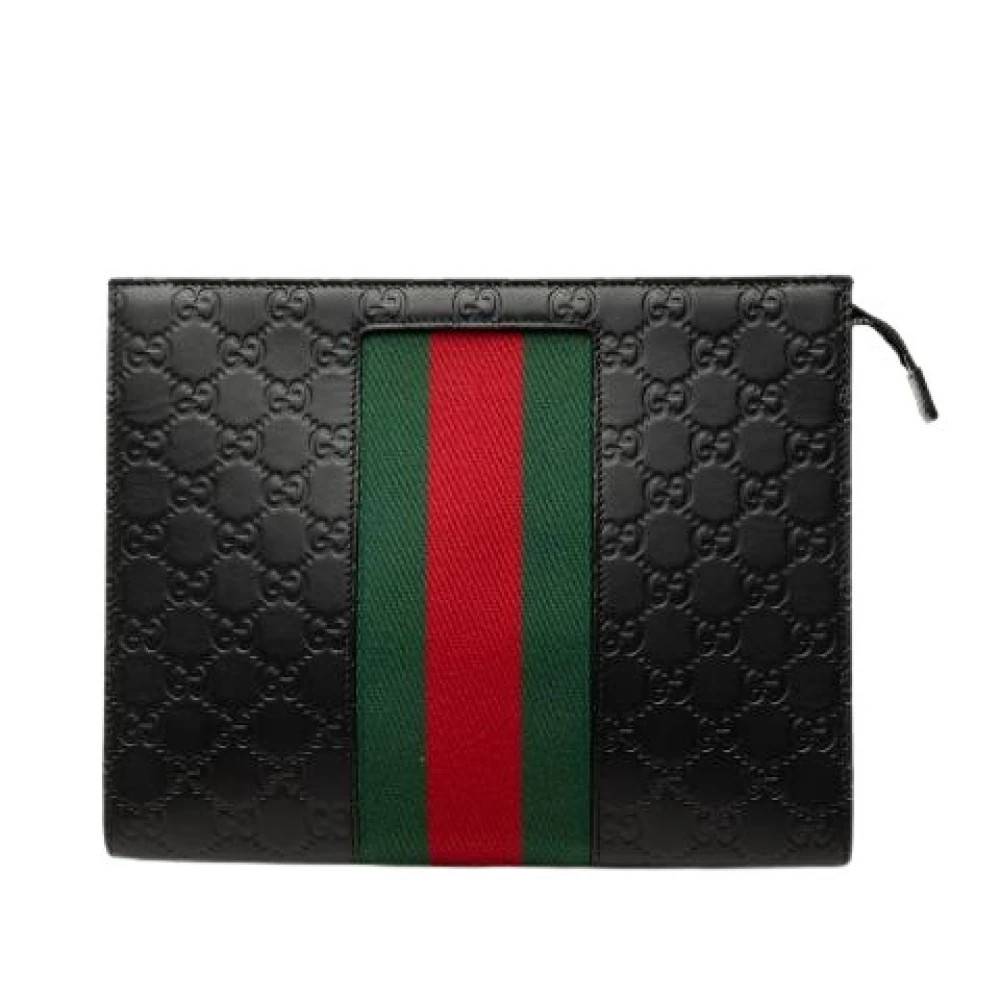 Gucci Vintage Pre-owned Clutch Taske - Vintage - Dame - Sort - ONE SIZE - Læder