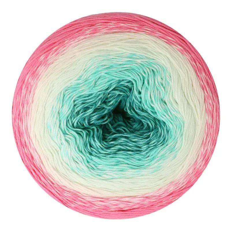 Scheepjes Cotton Whirl 733 Meringue Kiss Indhold:100% økologisk bomuld Vægt/længde:226 g = ca 1000 meter Anbefalede pinde:2.50-3.50 mm Strikkefasthed:10 x 10 cm = 25 m x 44 p Vask:Maskinvask op til 30°C.