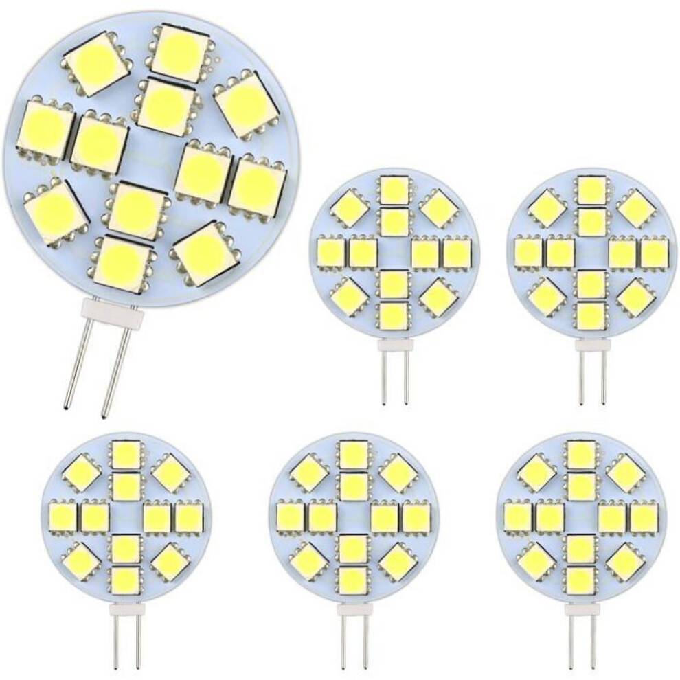 G4 2W LED-lampa, AC/DC 12V, varmvit, motsvarande 20W halogen, ej dimbar, rund infälld belysning, 6-pack