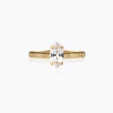 Petite Navette Ring Gold Crystal - Stjärnurmakarna