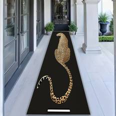 TEMU 1pc Leopard Print Long Mat, Machine Washable, And High Quality, Golden Diamond Plush, Non-slip Hallway Mat, Suitable For Living Room, Bedroom, Sunroom, Extra-long Design
