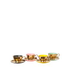 Set Of 4 Legacy Gold Tea Cups & Saucers