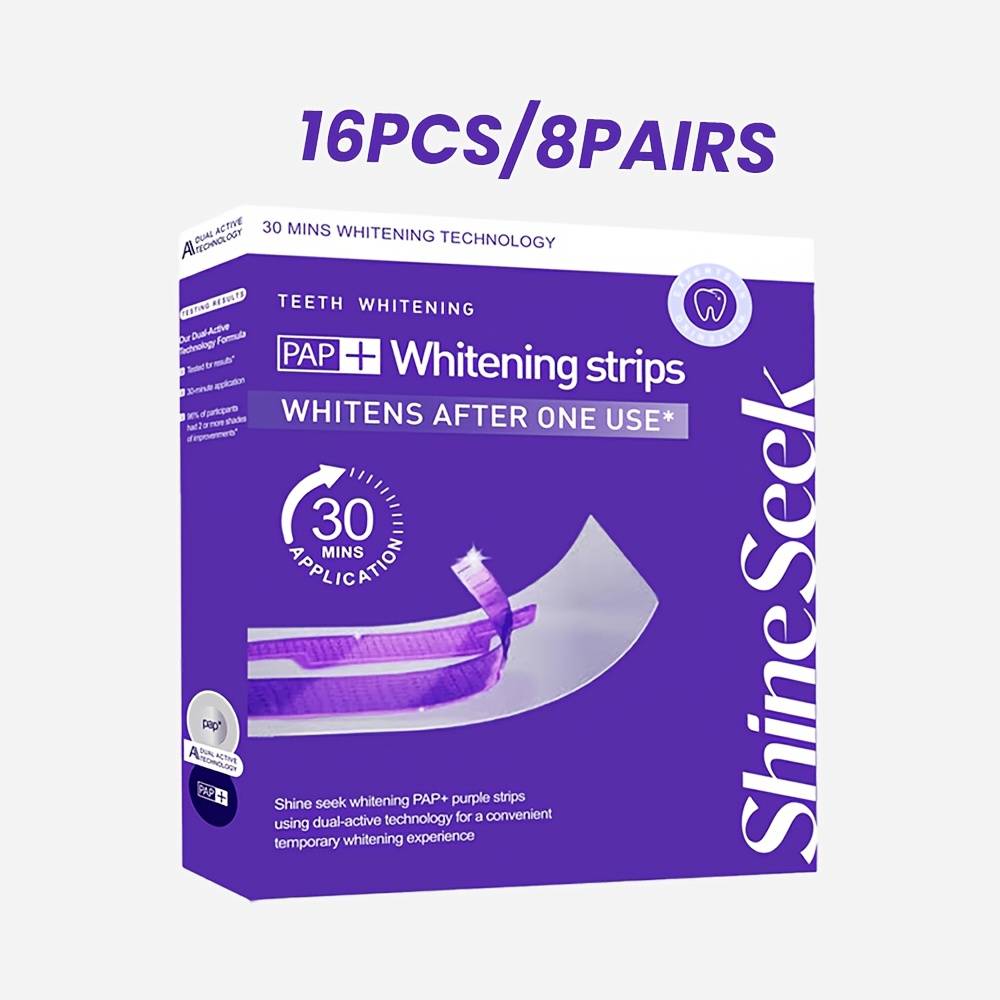 TEMU 16pcs/8 Pairs All-new Formula Purple Pap And 30-minute Patches, No Hydrogen Peroxide, Gentle Teeth, Technology, Closer Fit To Teeth, Suitable For And Dates, Quick Teeth, Showcasing A Smile
