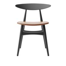 Carl Hansen - CH33P - Klädd sits, Lackerad Bok, Black, Lädergrupp B Thor - 307 - Matstolar - Hans J. Wegner - Svart - Trä