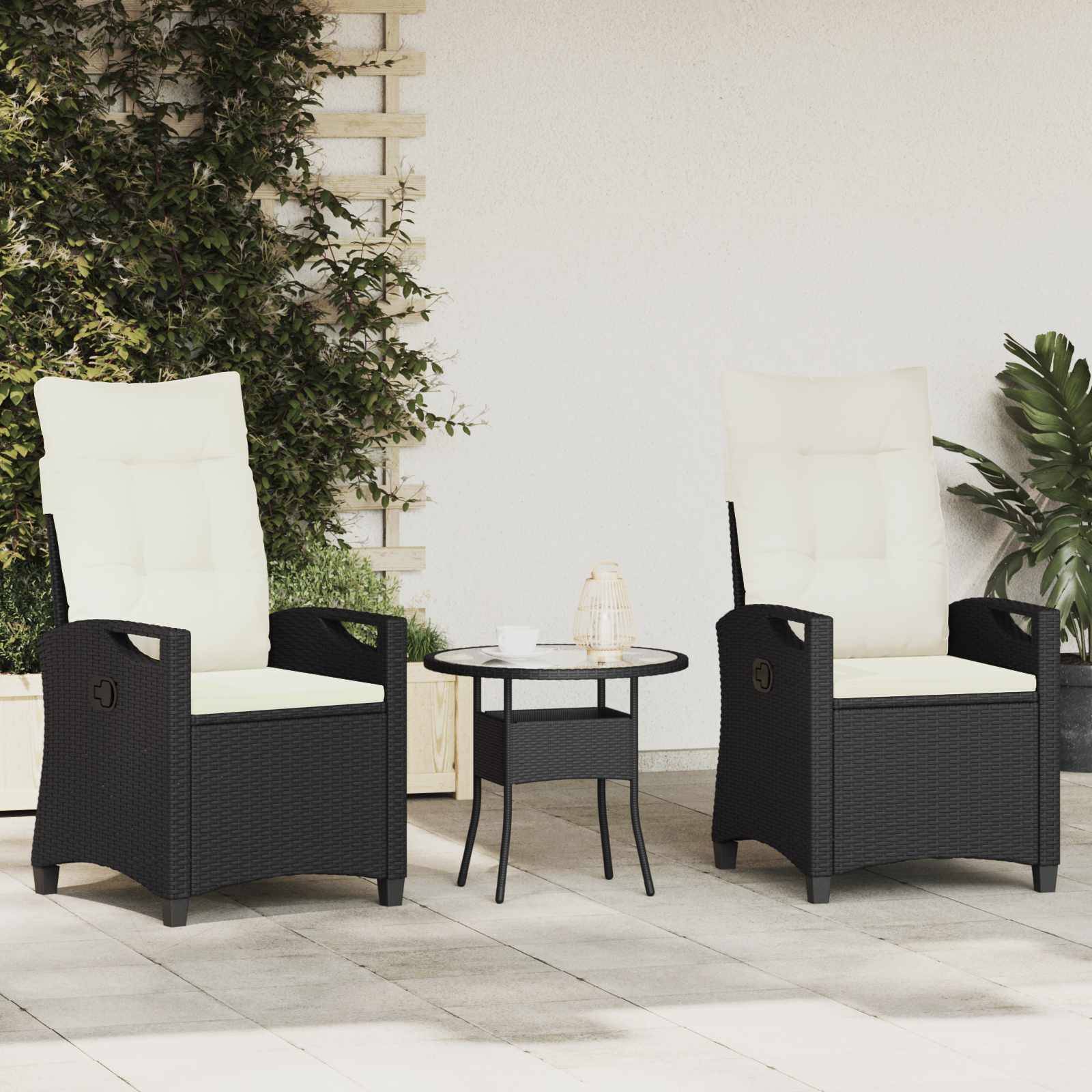vidaXL Trädgård Stol 2 pcs Svart och kräm 56 x 60 x 112 cm