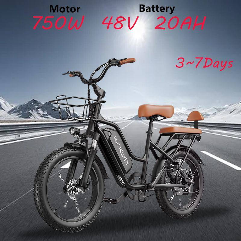 Ebike LD20 Cykel Elektrisk Assistans 750W 48V 20AH Litiumbatteri Man och Kvinna Vuxen Stad med Barn Elektrisk Cykel svart