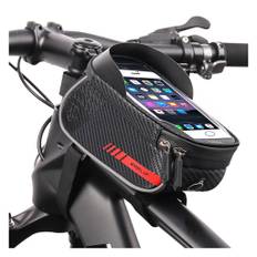 WHEEL UP waterproof bicycle bike tube bag with touch screen view - Black / Red