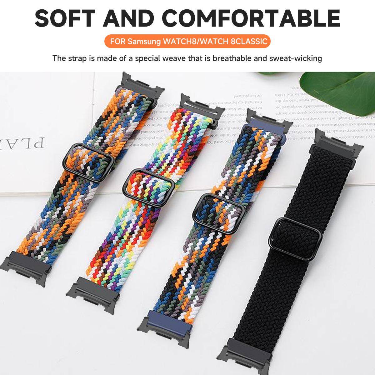 Flätat Nylonarmband för Samsung Galaxy Watch 8 40mm 44mm/Watch 8 Classic 46mm Band utan mellanrum för Galaxy Ultra 2025 Nylonarmband gray