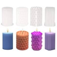 Ljusform silikon 4 stycken 3D-ljusformar för gjutning ljus formar silikon för handgjord tvål doftljus hantverk ornament, ljus gör-det-själv formar set för vänner, familj