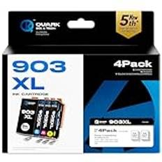 Quark Ink kompatibla bläckpatroner som ersättning för HP 903 XL 903XL 4 multipack (svart XL och blå röd gul) med Advanced Chip Technology kompatibel med Officejet 6950 Officejet Pro 6960 6970 skrivare