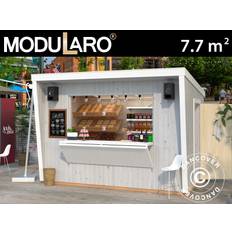 Salgsbod i træ, 3,55x2,33x2,64m, 7,7m², Natur