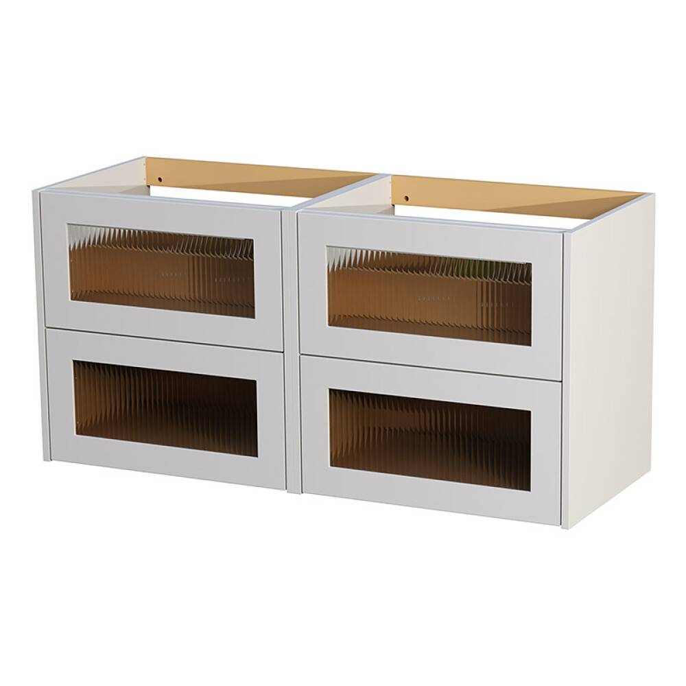 TVÄTTSTÄLLSSKÅP CAMARGUE AURA DUBBEL 120CM 4 LÅDOR LINJEGLAS LJUSGRÅ