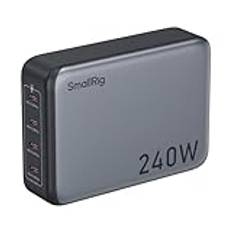 SMALLRIG 240W USB-C Charger, 4-Port PD3.1 GaN Fast Foldable Charger för MacBook Pro/Air PPS Wall Charger Power Adapter för iPad, V-Mount Battery, NP-F970 Battery, Laptop, Camera - 4752