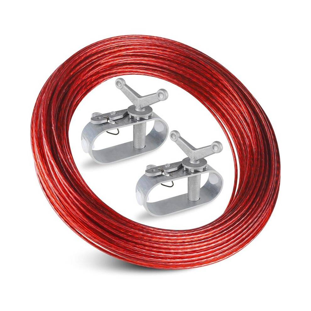 Pool Cover Cable and 2 Winches, Plastic Coated Steel Cable, Aluminum Spring Spine,Ratchet for Securing Above Ground Pool
