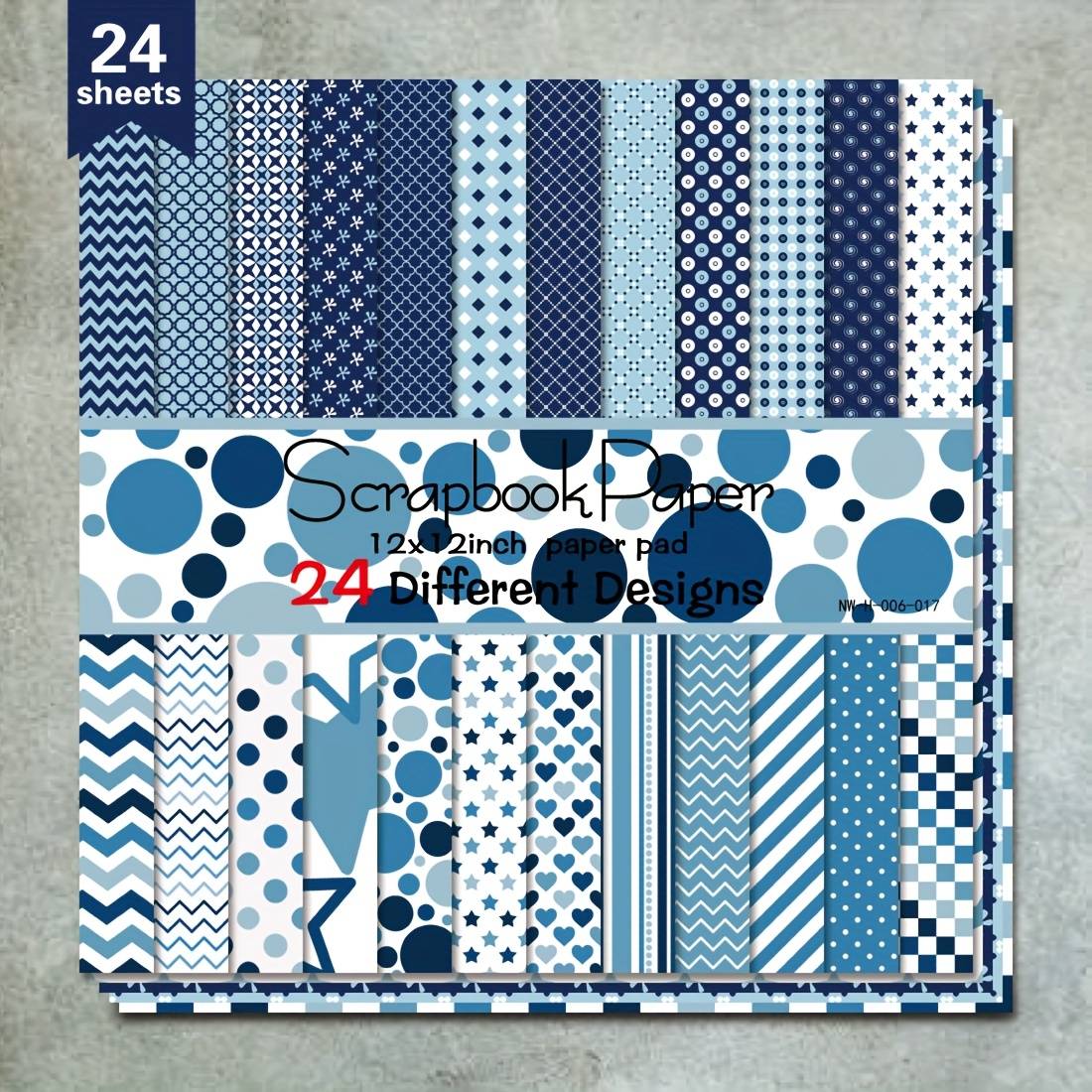 24 Sheets 12" X 12" Paper, Seamless Background Art Craft Pattern Paper For Scrapbooking Craft Cardstock Paper, 24 Different Designs Decorative Background Card -