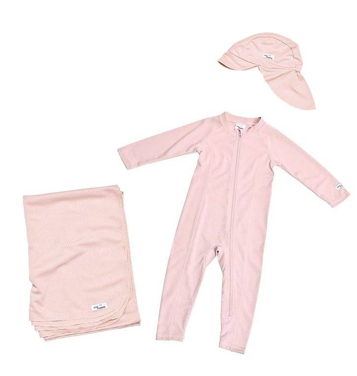 Mini Dreams UV-dräkt, keps och filt i mesh, rosa
