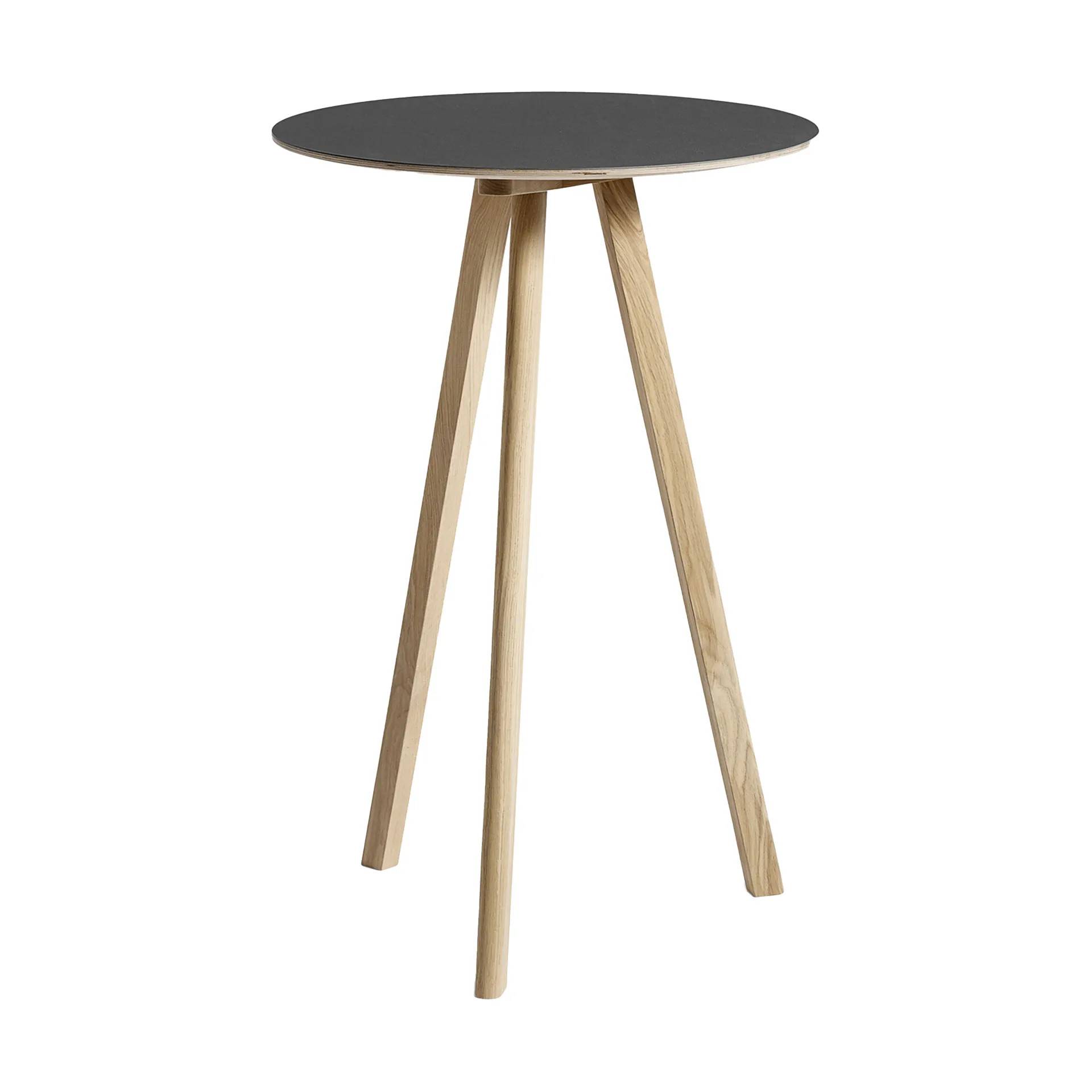 HAY CPH20 2.0 barbord Ø70 cm Black linoleum-lacquered oak.