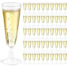 LWAIX Cava-glas. Cava-glas i plast 160 ml. Återanvändbara plastglas för fest bröllop, födelsedag och picknick. 27 st (transparenta).