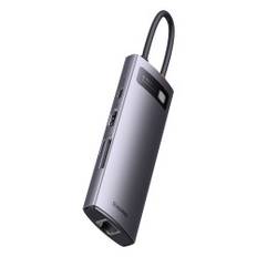 StarJoy HUB 8in1 USB-C 3xUSB HDMI RJ45 SD- och TF-kortläsare PD grå