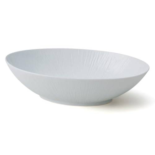 Mino ware miyama curry dish, oval, approximately 25cm diameter, microwave and dishwasher safe, white porcelain, made in Japan, crease pattern, produ