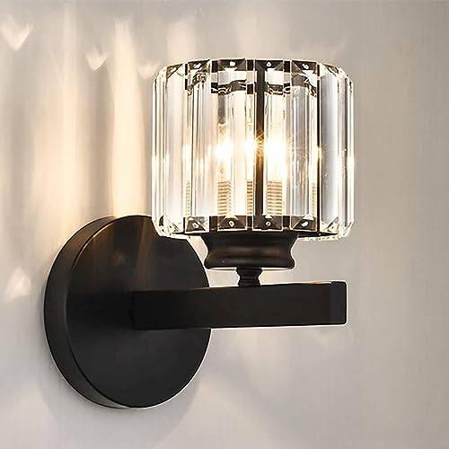 Kristall Vägglampa Modern E27 Vägglampa Enkel Rund Väggbelysningsarmaturer För Säng Sovrum Vardagsrum Korridor Hall(Warm White,Black)