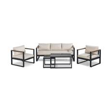 deNoord Aspvik Soffgrupp - Svart/Teak Loungegrupp & Loungeset Beige,Svart Metall