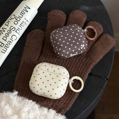 Vintage minimalistiskt öronskydd i mjölkkaffefärg med prickigt mönster och hängring, kompatibelt med 5:e generation, nytt sött hörlursskal för Apple P - Multifärgad (Multi-size)
