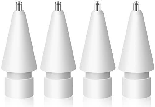 MEKO 4 stycken spetsar för ersättning för Apple Pencil 1./2. generationen, USB-C och Apple Pencil Pro samt Logitech Crayon, 0,72 mm, mycket känslig och slitstark reservspets, vit