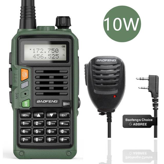 BAOFENG UV-S9 Plus Walkie Talkie Grön Gul Tri-Band 10W med USB-laddare Kraftfull CB Radio Transceiver VHF UHF