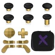 eXtremeRate 13 in 1 Thumsticks Paddlar D-pad Kit för Xbox Elite Series 2 Controller, Magnetiska Knappar Buttons för Xbox Elite Series 2 Core Controller - Metall Hero Gold