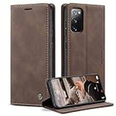 Cracedily Skal för Samsung Galaxy S20 FE 5G Case, Läderfodral Plånbok Skal, [TPU-skal] [Kortplatser] [Kickstand] stöttåligt folio flipfodral Wallet Leather Cover för Samsung Galaxy S20 FE, Brun