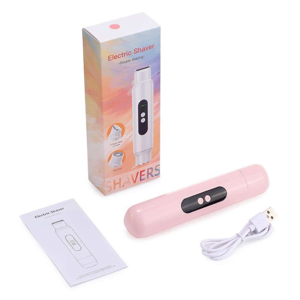 2 I 1 Damrakapparat Dubbelhuvud Epilator för Ansikte Ben Armar Armhåla Bikini Privata Områden Hårborttagningsenhet Hårrakhyvel Vattentät rosa