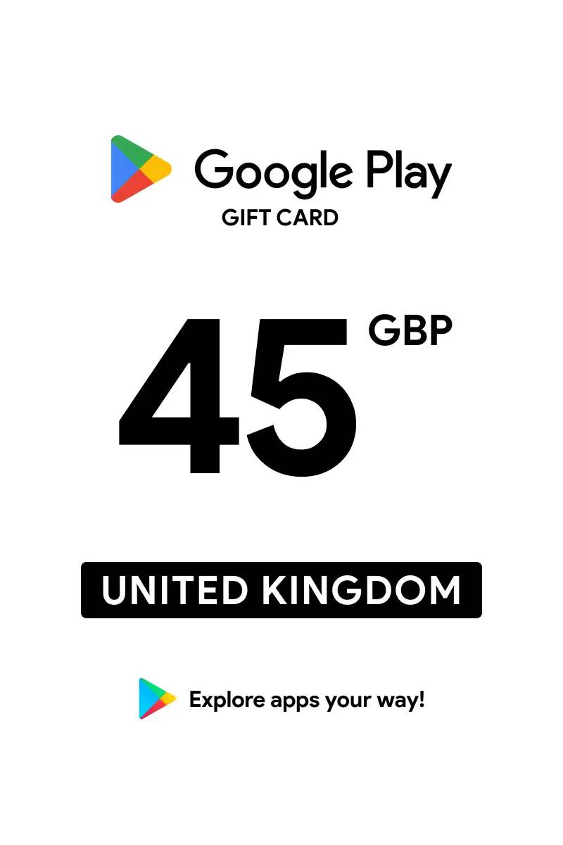 Google Play £45 GBP Gift Card (UK) - Digital Code.