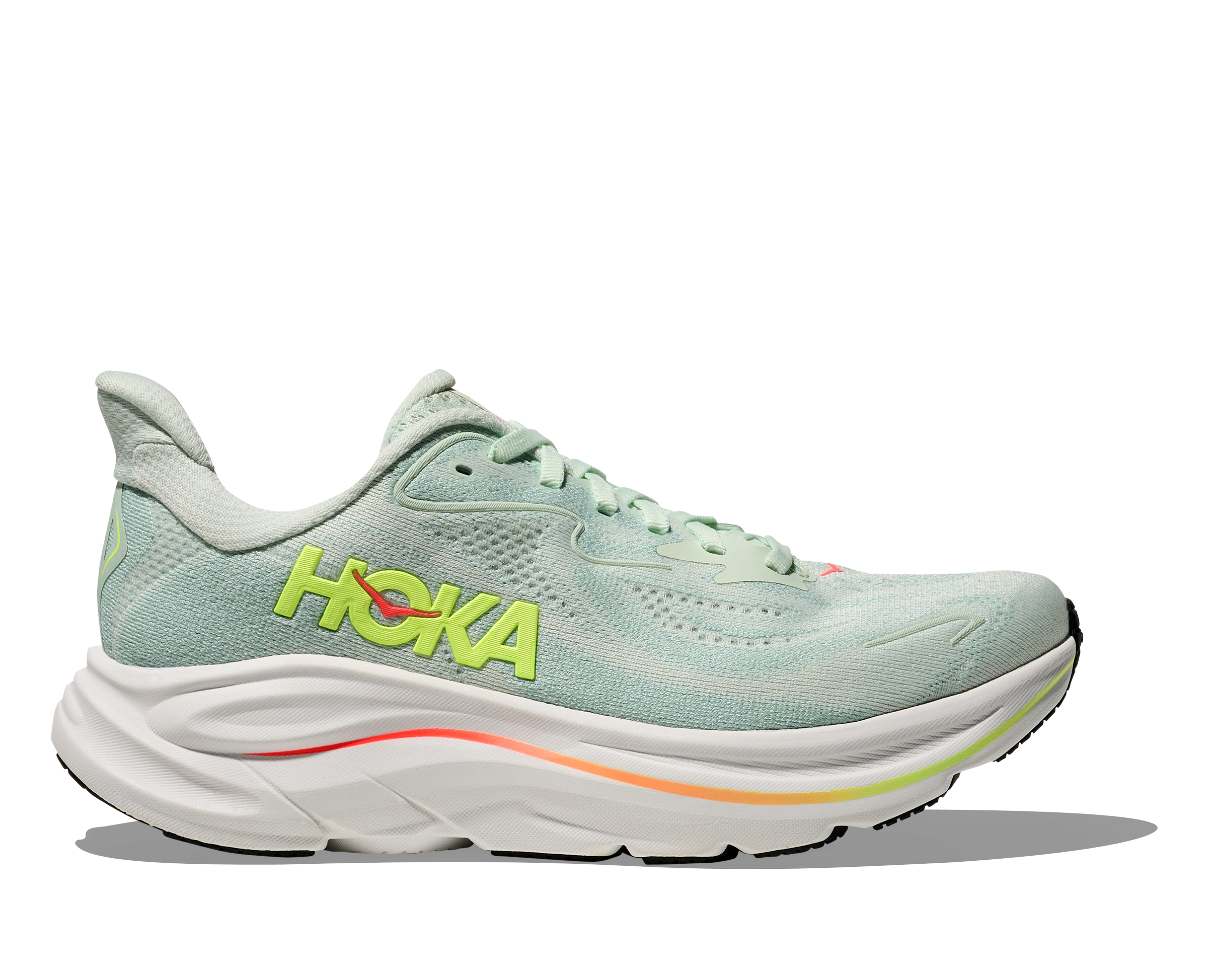 Hoka One One W Clifton 10 Wide - Sea Glass/Neon Flame