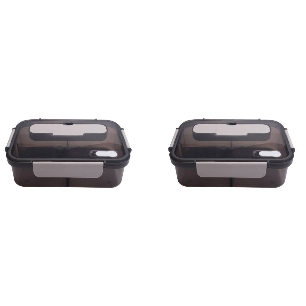2X Lunch Box, 1500Ml Bento Box, Food Container with 3 Compartments and Cutlery Set,Microwave and Meal Prep Containers