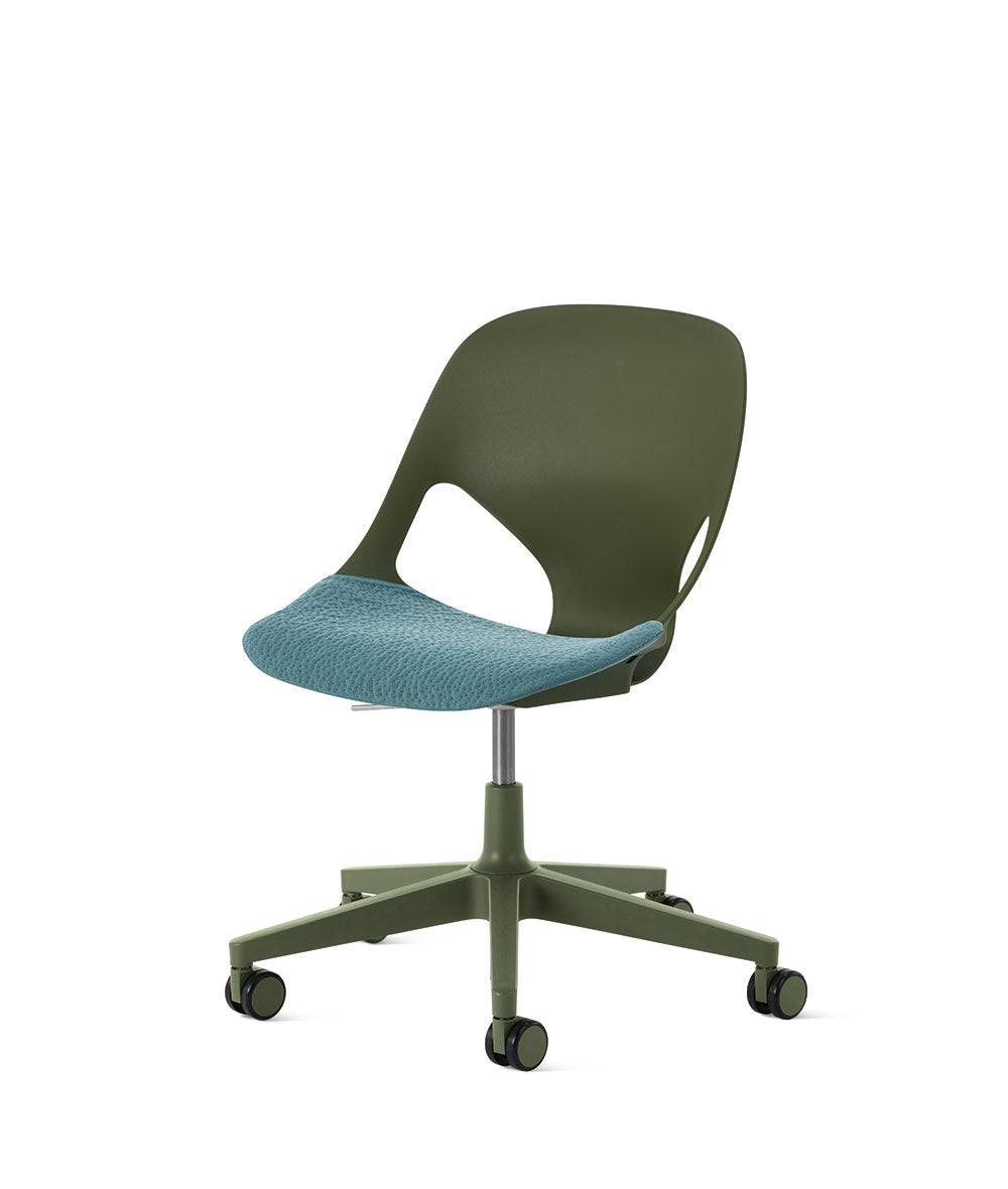 Zeph-stoel zonder armleuningenOlive in Zitkussen/Glacier by Herman Miller