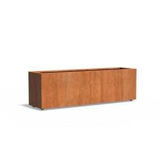 Aflang plantekumme i corten stål med hjul - H.60cm