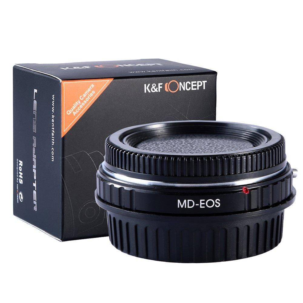 K&F CONCEPT Mount Adapter MD-EOS (Manufacturer's Official Store) - Converts Minolta MD MC SR mount lenses to Canon EF mount cameras. Includes infinity