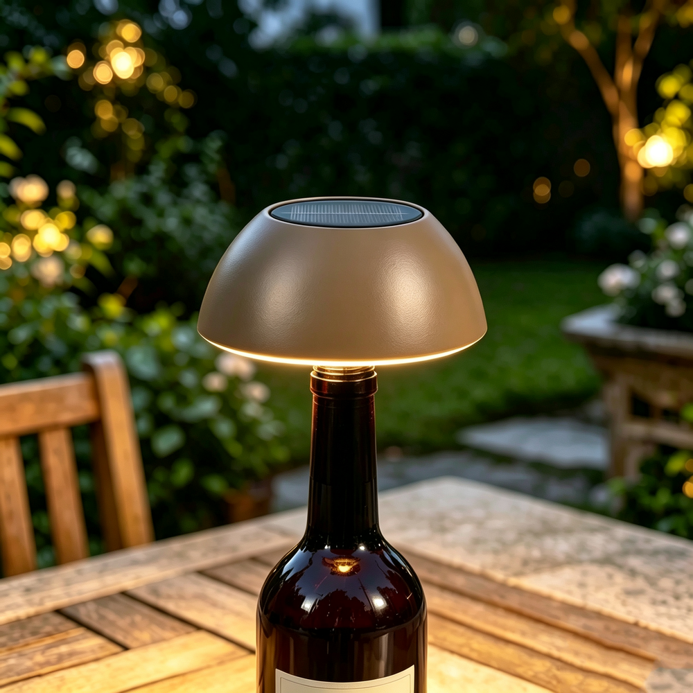 Opladelig LED flaskelampe - Kaffefarvet, CCT, touch dæmpbar, IP54 udendørs - Dæmpbar : Via fjernbetjening, Kulør : RGB