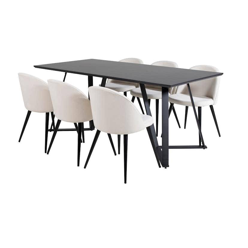 Marina Table - Black top/Velvet Chair Corduroy-Beige/Black_6