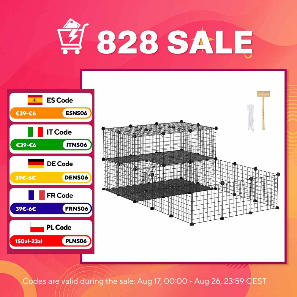 Pawhut Cage for Small Animals Customizable Shape Black
