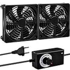 Joycabin 2 x 120 mm fläkt 12 V husfläkt, datorfläkt med hastighetskontroll, AC 220 V 240 V fläkt, PC-fläkt, borstlös kylfläkt för PC dator bärbar dator, TV-box, AV-kabin, router