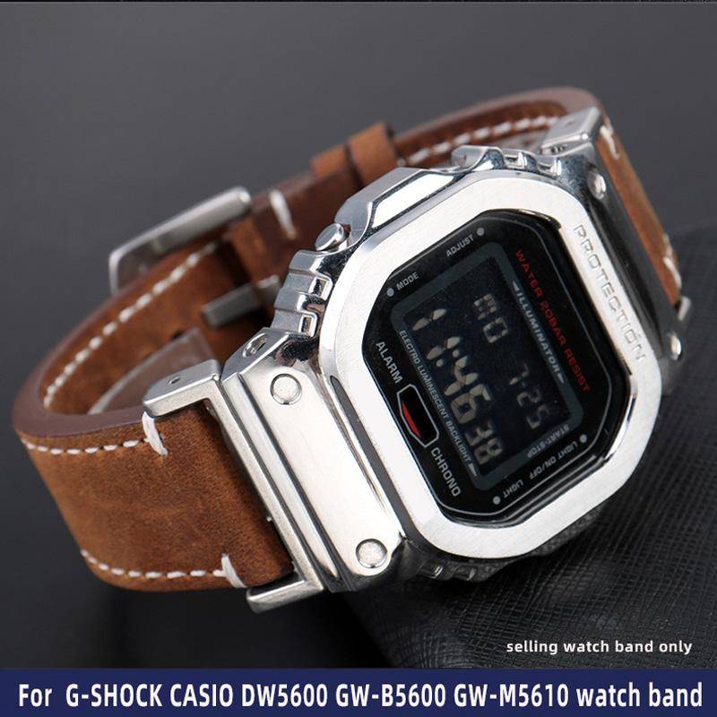 DW-5600 Vintage koskinnklockarmband för G-SHOCK Casio DW5600 GW-B5600 GW-M5610 GA 110 120 GA2100 Armbandsurrem