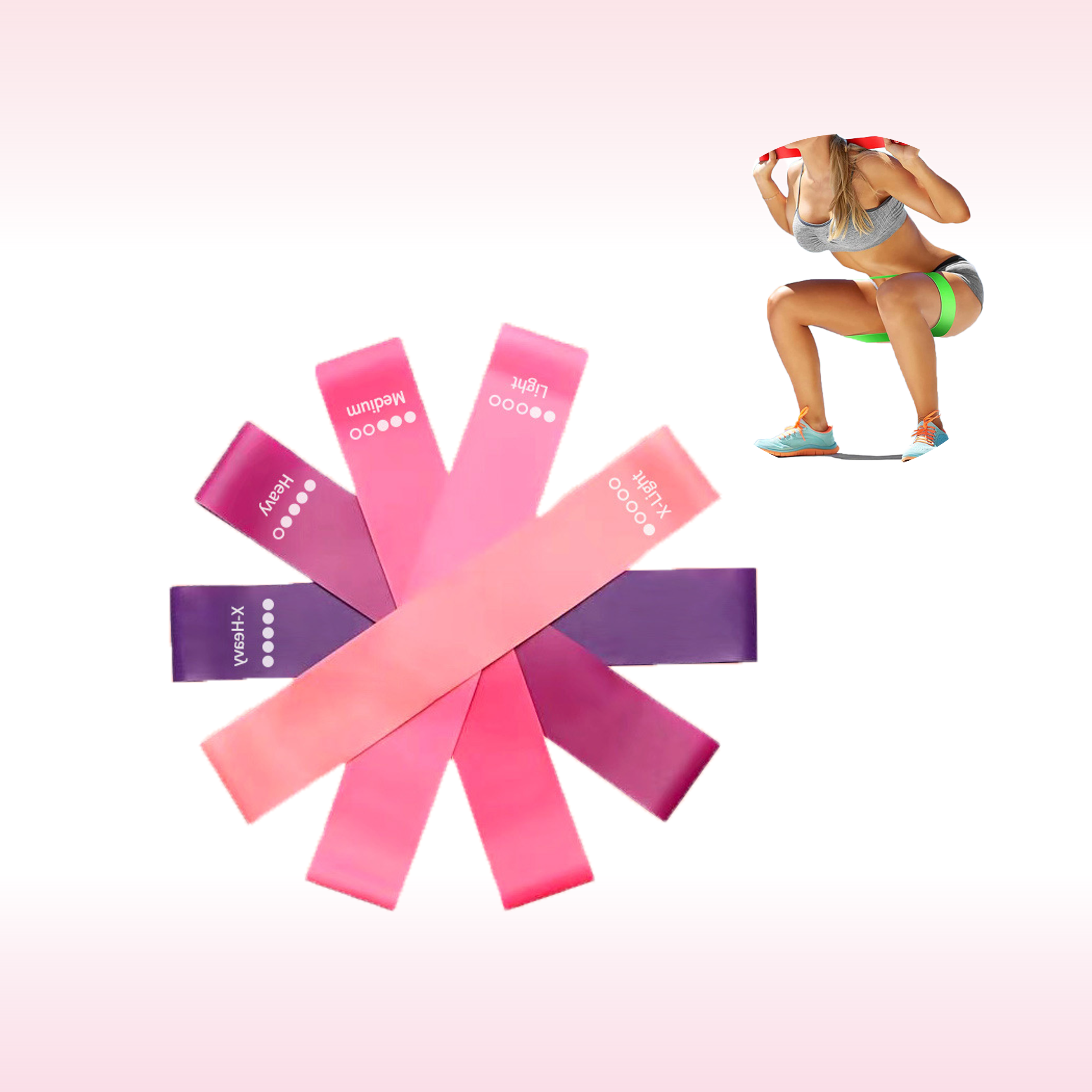 Custom Wholesale Gym Fitness Band Printed Logo Stretching Home Exercise Non Slip Latex Loop Elastic Resistance Bands