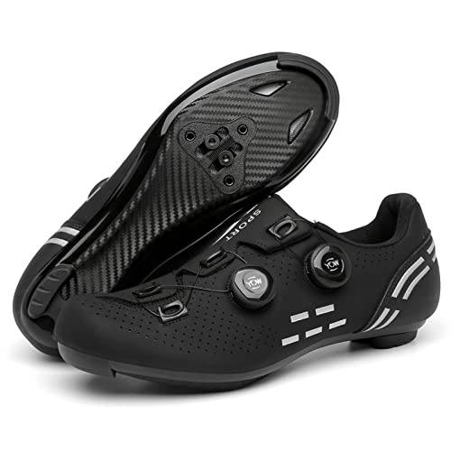 morytrade Road Shoes with Bindings, SPD SL LOOK Compatible (Black, 25.5cm)