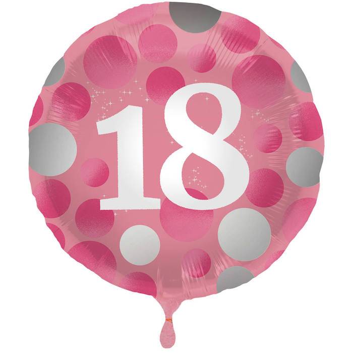 18 års folieballon i pink 45 cm.