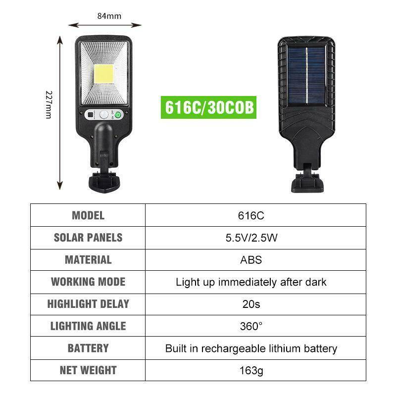 600w cob solcellslampor utomhus soldriven lampa solljus vägglampa pir rörelsesensor vattentät gatubelysning trädgårdsdekoration - 30 cob 300w