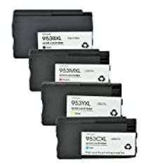 NineLeaf 4 kombinationspaket ersättning för HP 953XL bläckpatron kompatibel med HP OfficeJet Pro 8720 8710 7740 8715 8730 8725 8740 8718 8719 8218 skrivare svart cyan magenta gul